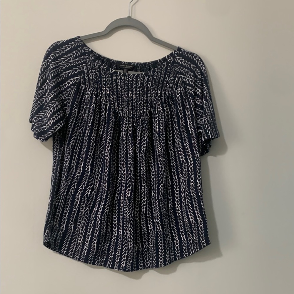Lucky Brand Blue and White Puff Sleeve Blouse